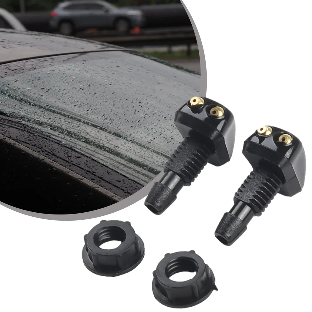 Sale 2Pcs Car Windshield Wiper Washer Spray Nozzle Fits Most Models Dual Holes Premium Automotive Accessory