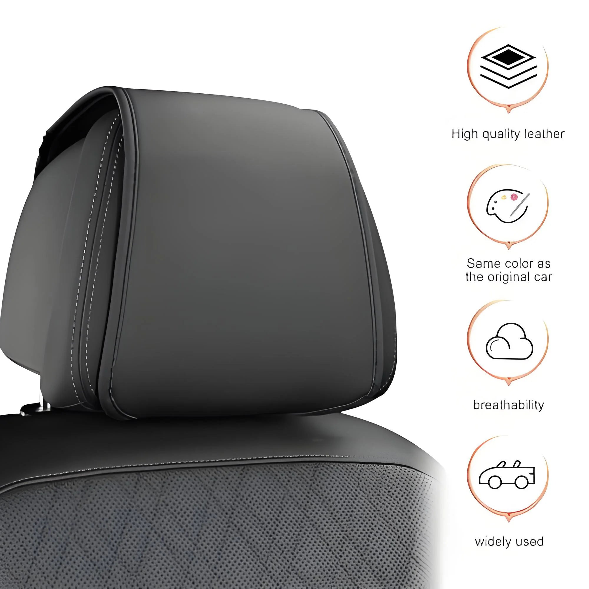 Car Headrest Covers for Seat with Pocket Leather Head Rest Cover Interior