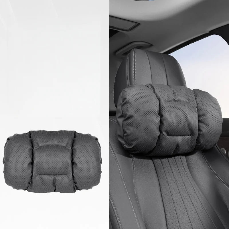 Memory Leather Car Headrest Neck Support Backrest Breathable Punched Design