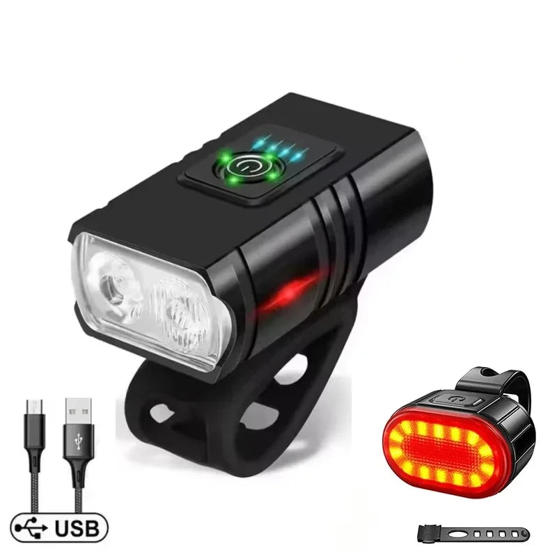 Cycling Bicycle Front Rear Light Set Bike USB Charge Headlight Light MTB Waterproof Taillight LED Lantern Bicycle Accessories