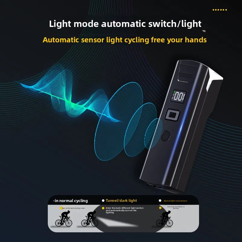 Bicycle lights, bike lights, cycling lights, TYPE-C charging digital display, high brightness, road bike sensing, night riding