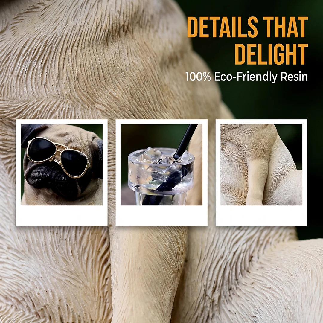 Cool Pug Car Dashboard Ornament Resin Dog Figurine Cute Auto Interior Decor for Premium Automotive Accessory
