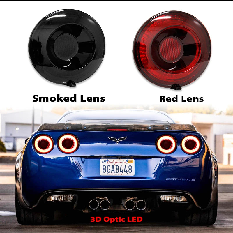4pcs Full LED Halo Vette Tail Lamp Assemblies For 2005-2013 Chevrolet Corvette C6 Brake Light Turn Signal Lamp Parking Light