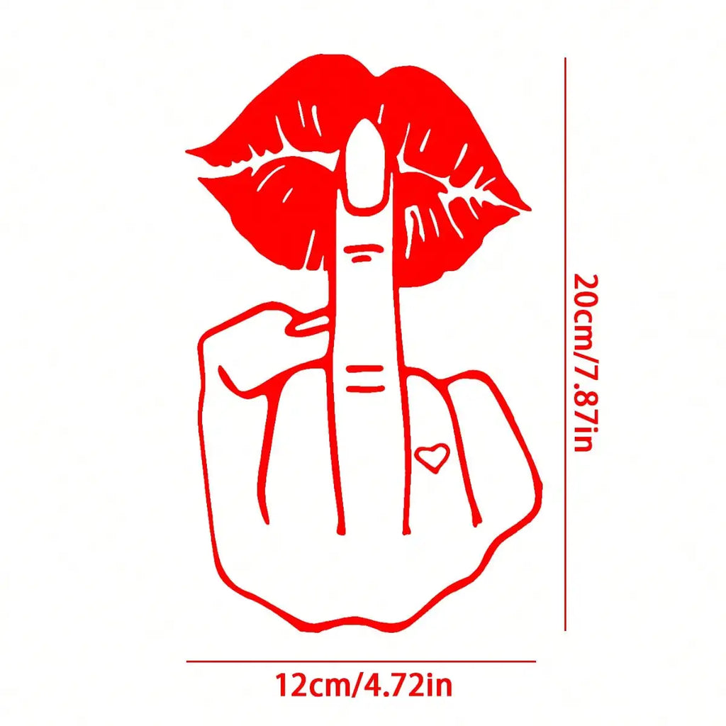 Funny Lips Middle Finger Car Decal, Waterproof Vinyl Sticker for Window Bumper, Premium Automotive Accessory