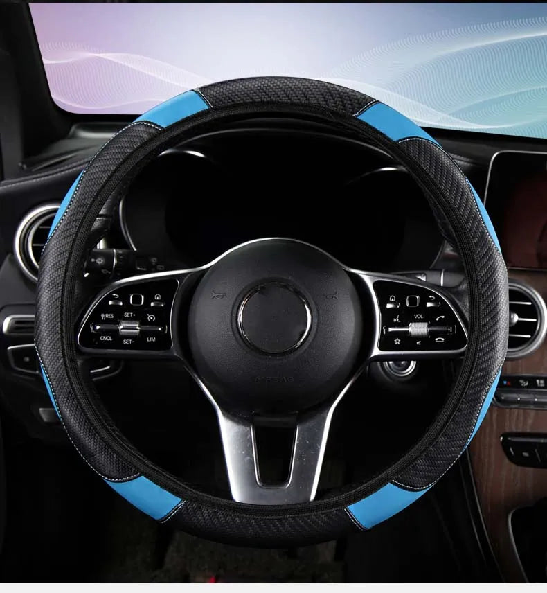 Car Steering Wheel Cover Breathable Anti Slip PU Leather Steering Covers