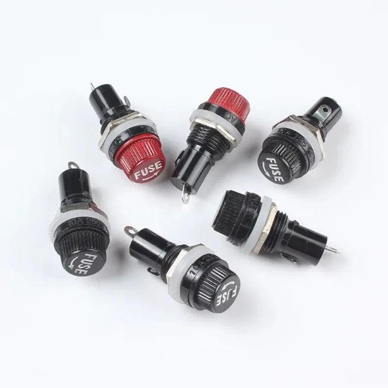 Set of fuse holders with different designs on a white background