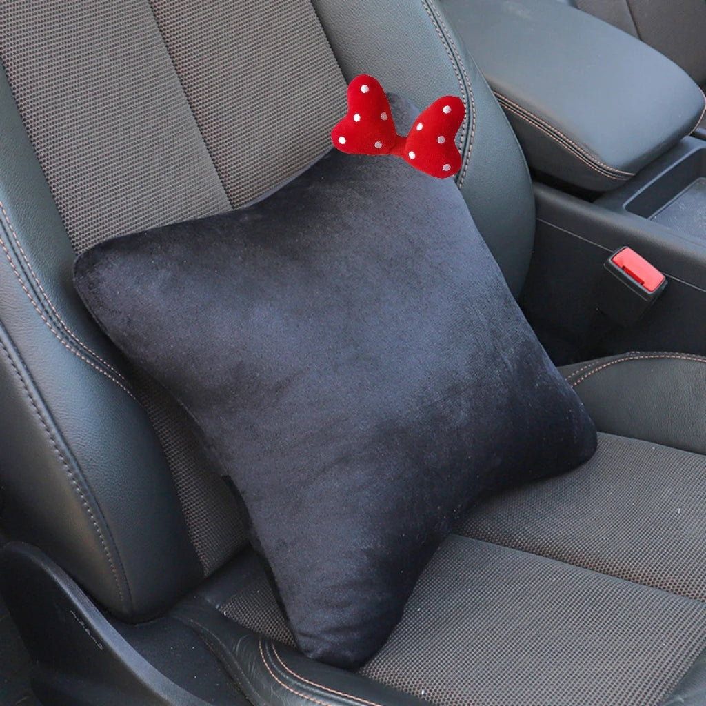 Bestseller Cute Bowknot Car Headrest Neck Pillow Universal Plush Seat Belt