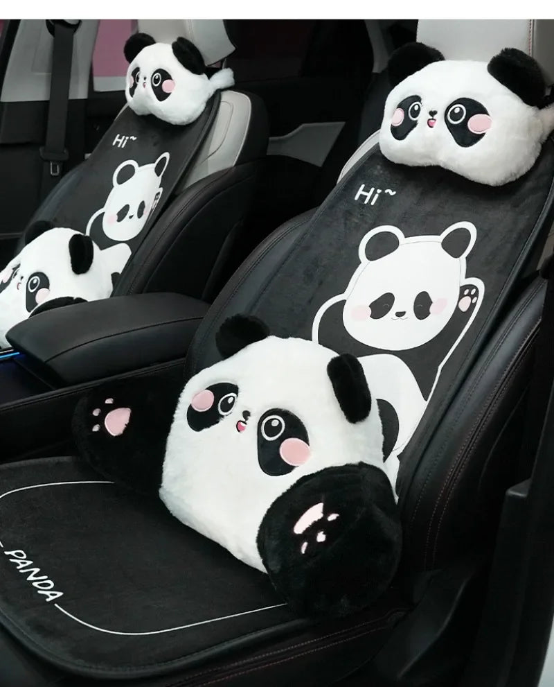Car Headrest Neck Protection Pillow Cute Plush Panda Backrest in the Lumbar