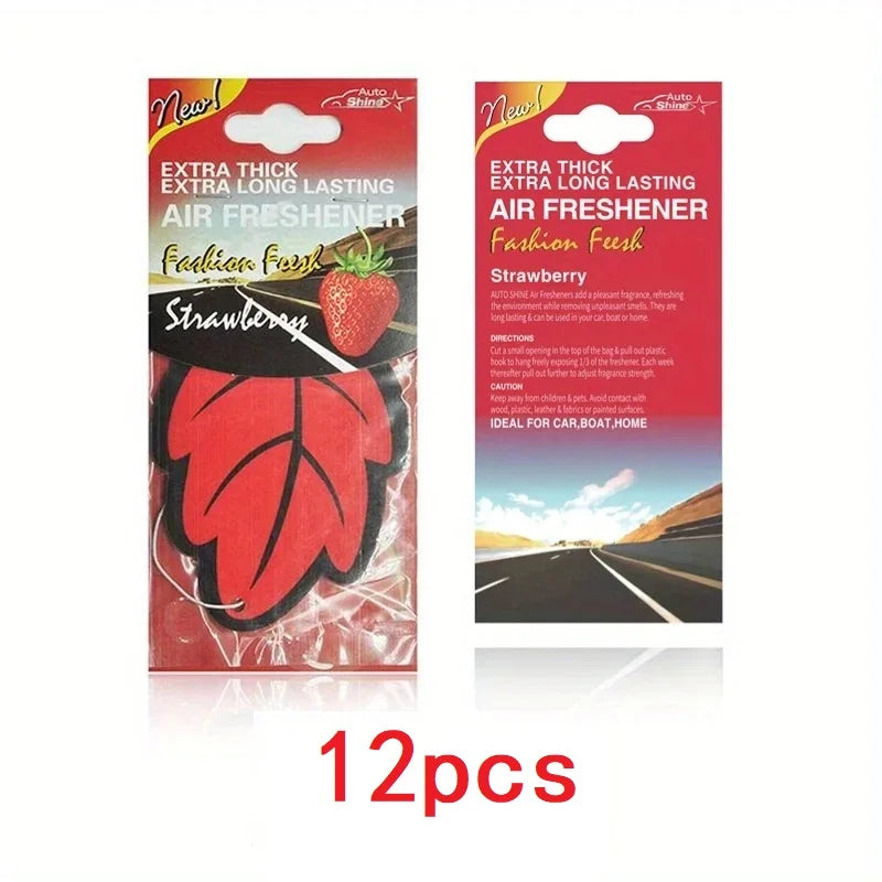 3-60pcs Car Air Freshener Natural Scented Tea Paper Auto Hanging Vanilla Perfume