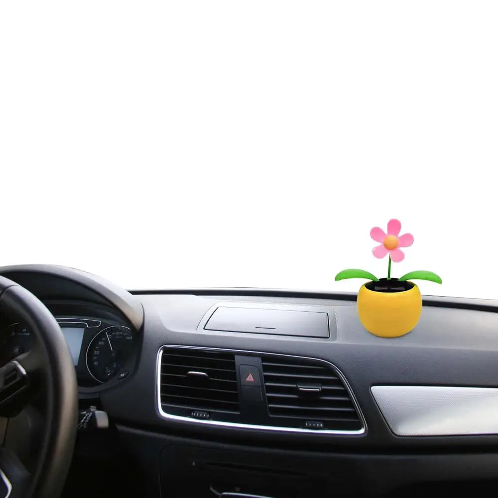 Solar Toy Sunflower Ornaments Dancing Flowers Powered Car Dashboard Automatic Premium Automotive Accessory