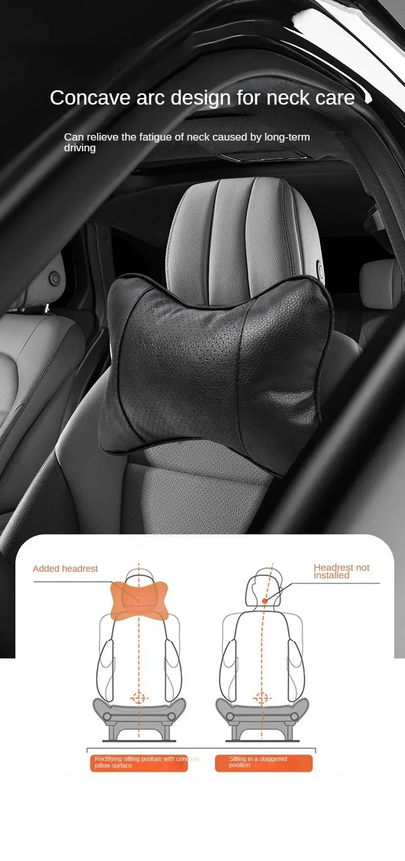 Car Seat Headrest with Breathable Mesh Auto Safety Head and Neck Rest Relax