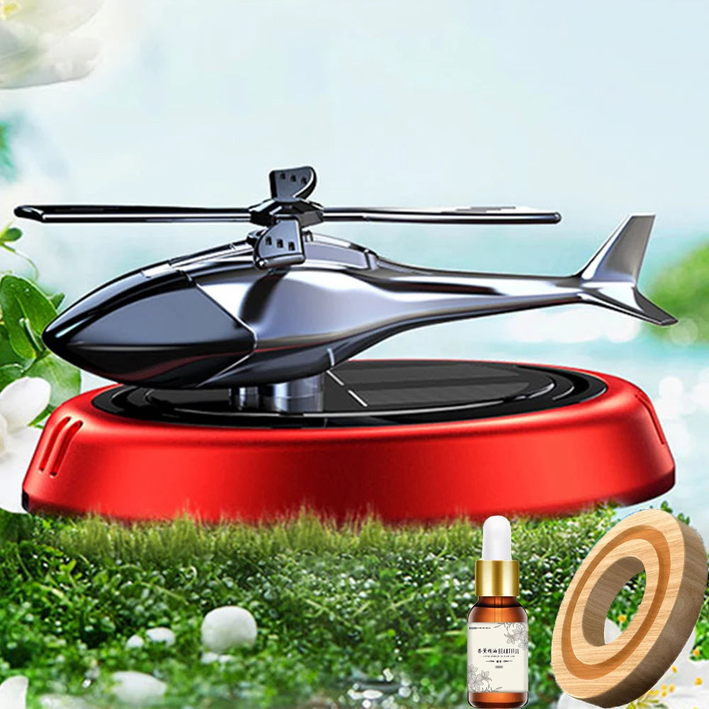 Solar Powered Rotation Helicopter Aromatherapy Car Air Freshener Alloy ABS SUV