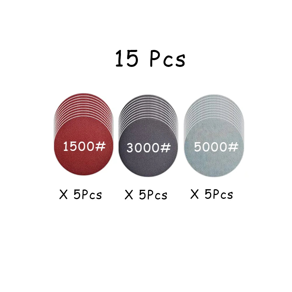 15-65 Pcs Car Headlight Repair Restoration Kit 3 Inch 75mm Sanding Plate Waxing Sponge Sanding Pad for Polishing and Sanding