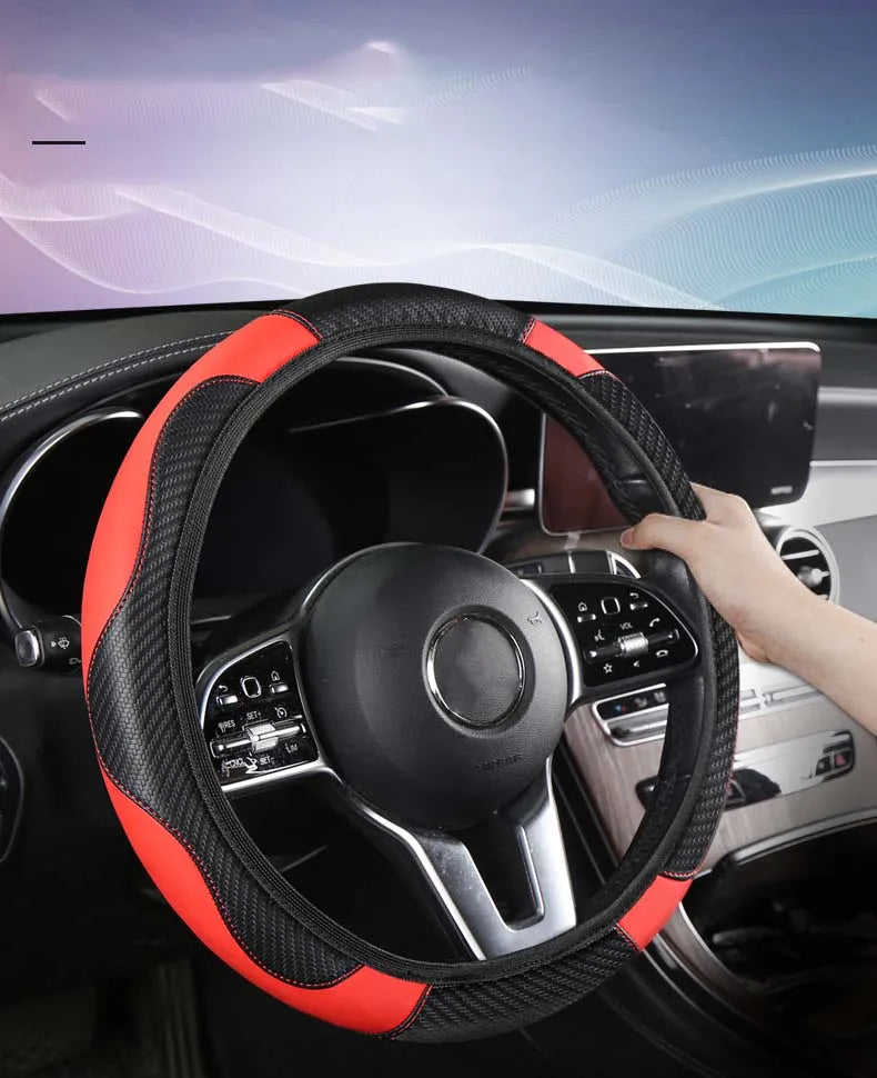 Car Steering Wheel Cover Breathable Anti Slip PU Leather Steering Covers