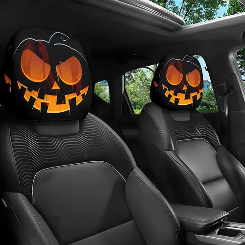 1 Pair Universal Funny Car Headrest Cover Decor Big-eyed Cartoon Print Interior
