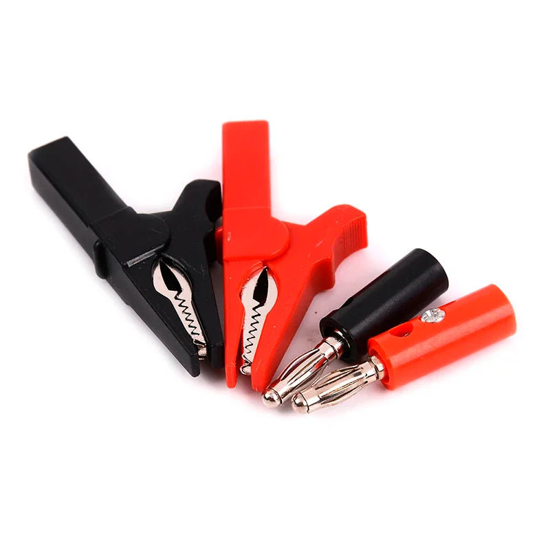 4Pcs/Set 55mm Alligator Clip with Banana Plug 4mm Test Probe Cable Clips Red & Premium Automotive Accessory