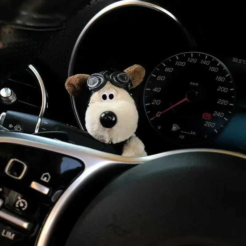 Cute Plush Puppy Car Turn Signal Switch Decor Steering Column Wiper Rod Lever Premium Automotive Accessory