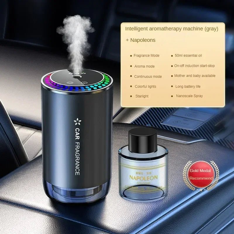 Car Aromatherapy Perfume with Automatic Spray Aluminum Alloy Metal Odor Remover