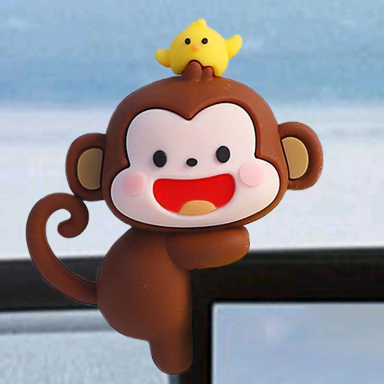 Cartoon Monkey Ornament Auto Center Console Navigator Screen Lovely Doll Premium Automotive Accessory
