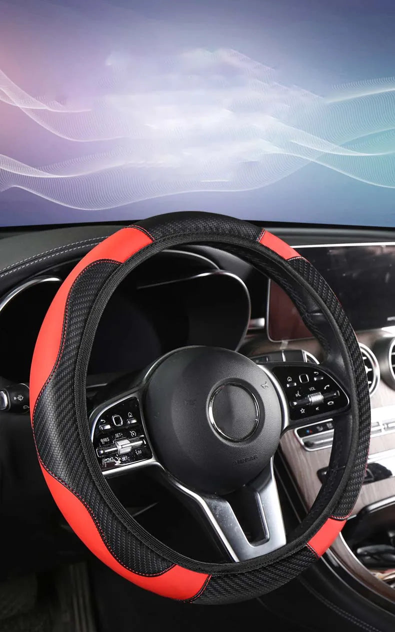 Car Steering Wheel Cover Breathable Anti Slip PU Leather Steering Covers