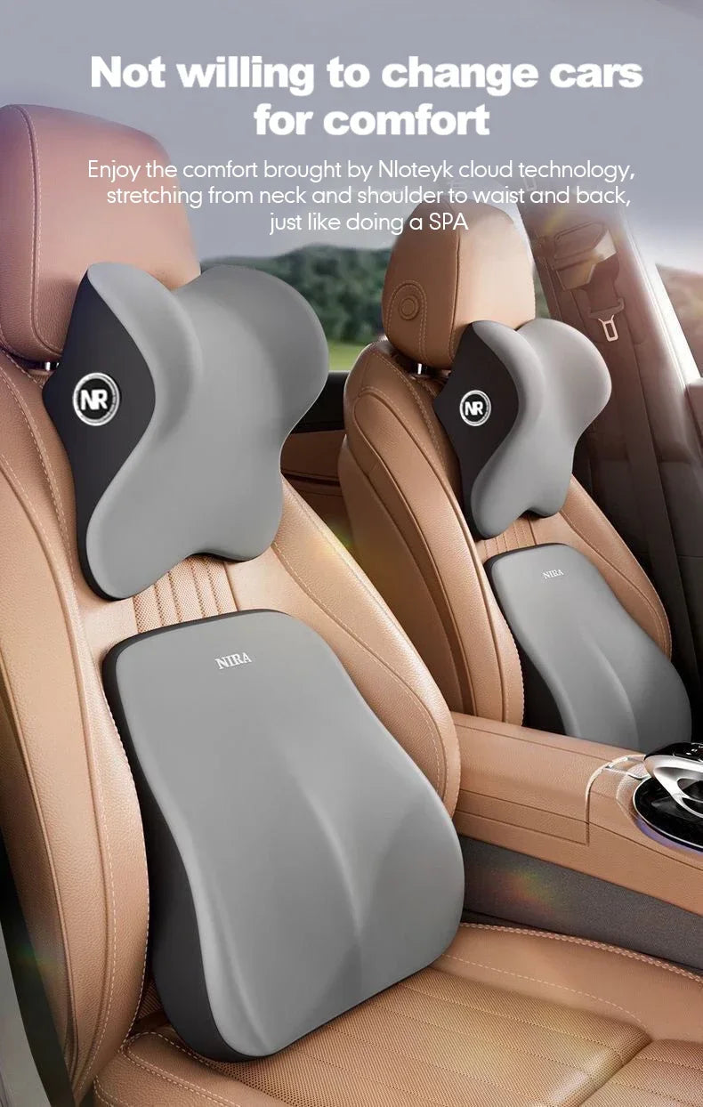 Memory Foam Car Universal Headrest Lumbar Cushion Back Pillow Interior Protector
