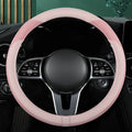 Car Steering Wheel Cover Premium Leather Stitched with Breathable Mesh Fabric