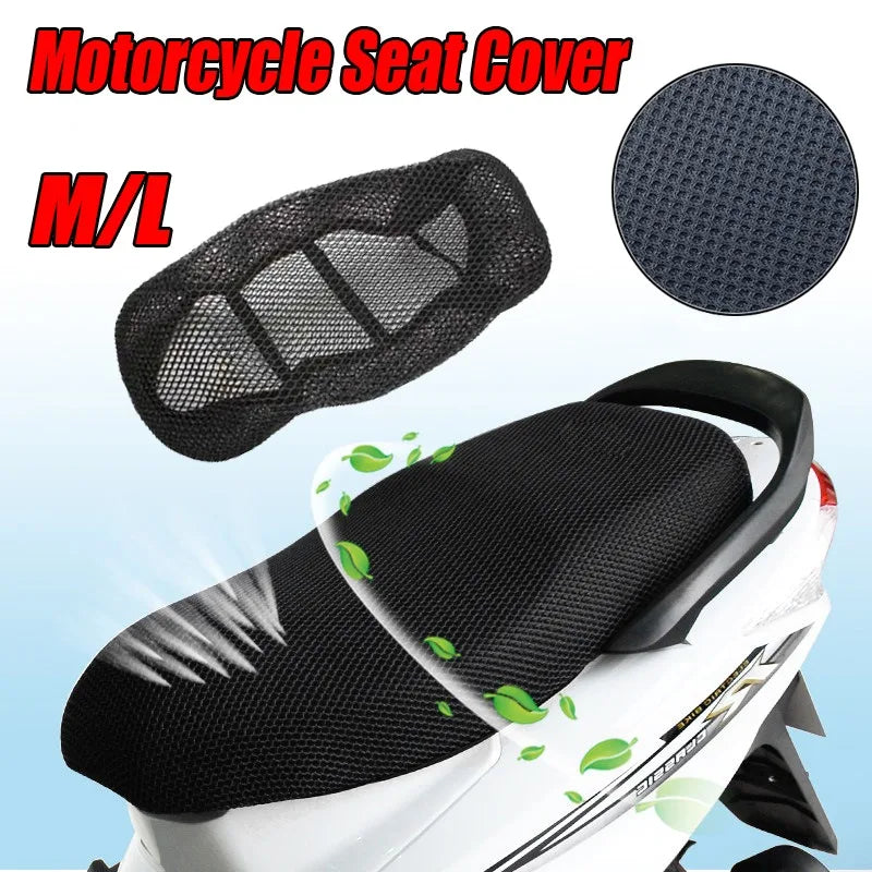 Motorcycle Seat Cover 3D Mesh Fabric Breathable Waterproof Anti-Slip Protector