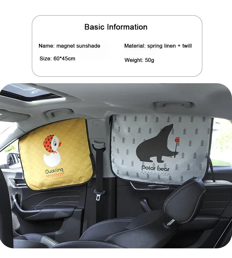 Cartoon Universal Side Window Sunshade UV Protection For Baby Children Car