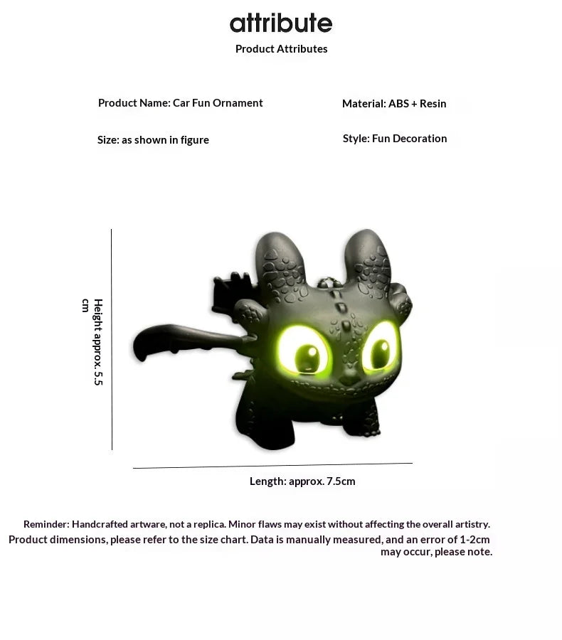 Genuine Cute Glowing Toothless Car Interior Ornament, Night Fury Wings Can Move Premium Automotive Accessory
