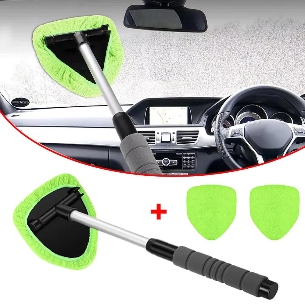 Telescopic Car Window Windshield Cleaning Brush Set Blue Microfiber Window Glass