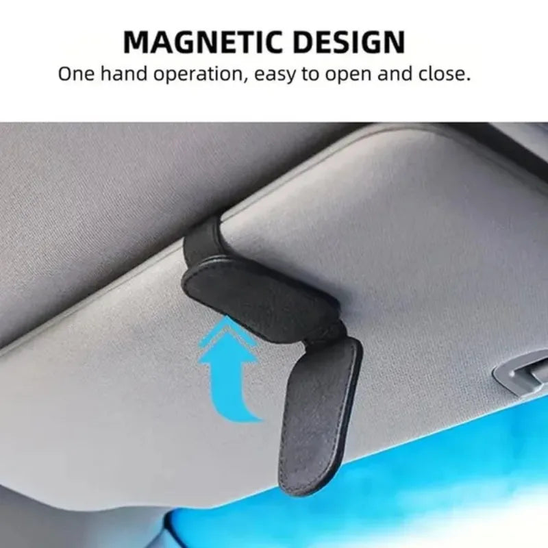 Car Sun Visor Glasses Case Holder Sunglasses Clip Ticket Card Multifunction