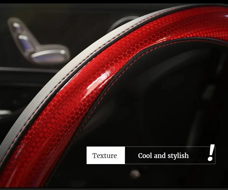 Three-dimensional Honeycomb Steering Wheel Cover Durable Leather Cover