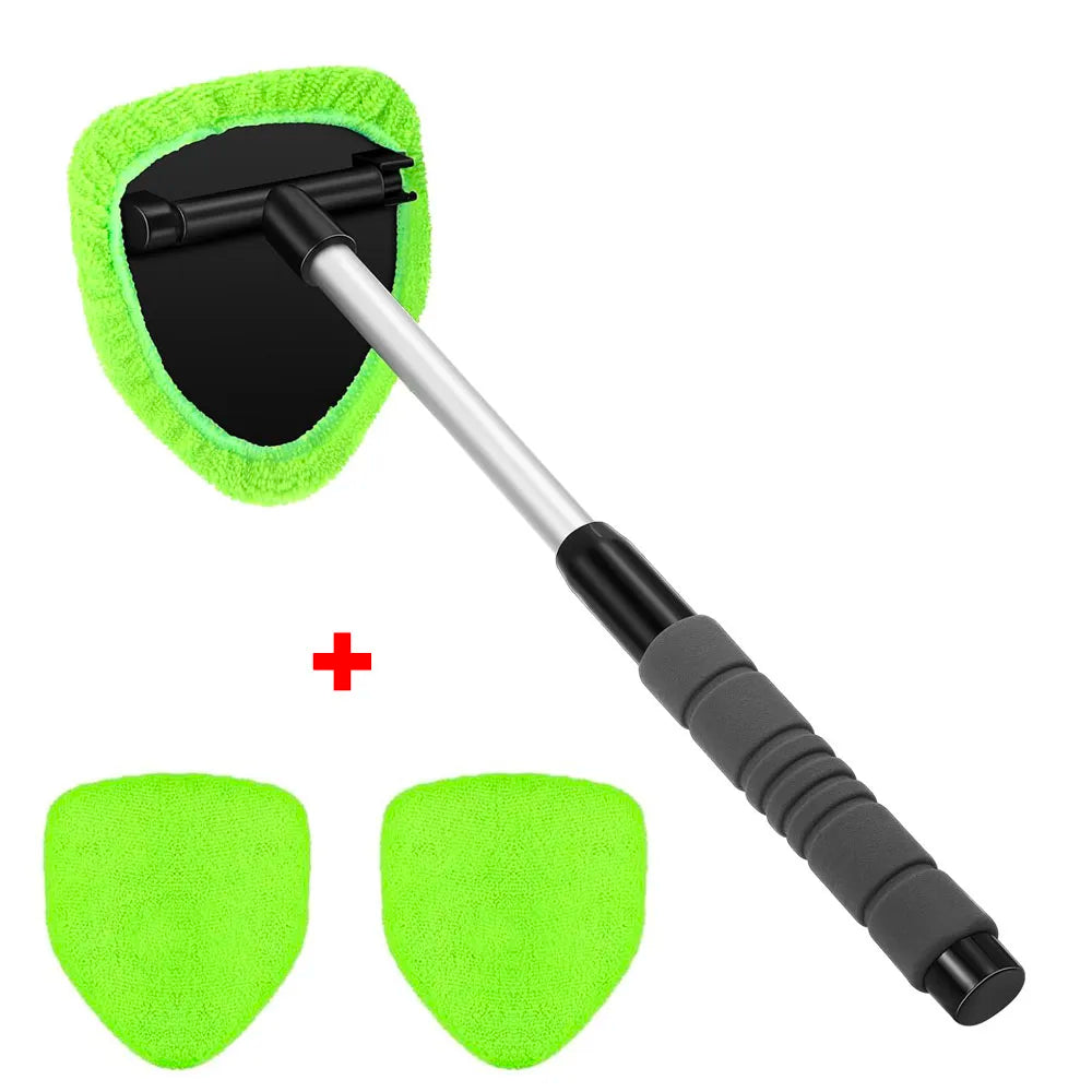 Telescopic Car Window Windshield Cleaning Brush Set Blue Microfiber Window Glass
