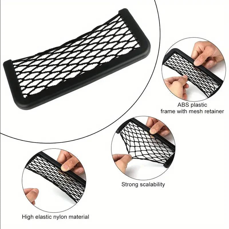 Car Storage Bag Nets Adhesive Auto Seat Organizer Door Side Net Pocket Interior