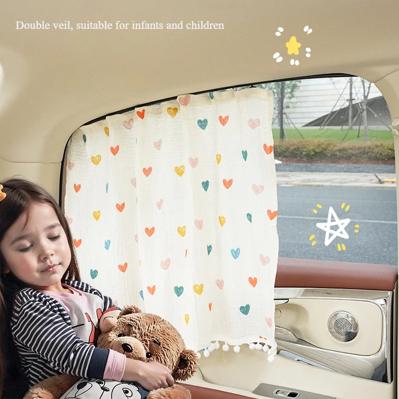Cartoon Car Curtains Car Sunshade Side Curtains Embedded Rail Car with Sun