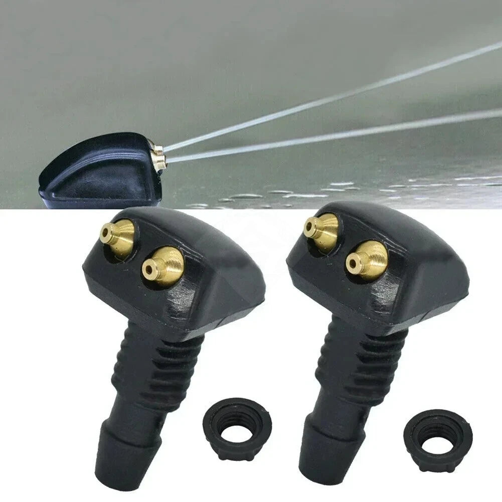 Sale 2Pcs Car Windshield Wiper Washer Spray Nozzle Fits Most Models Dual Holes Premium Automotive Accessory