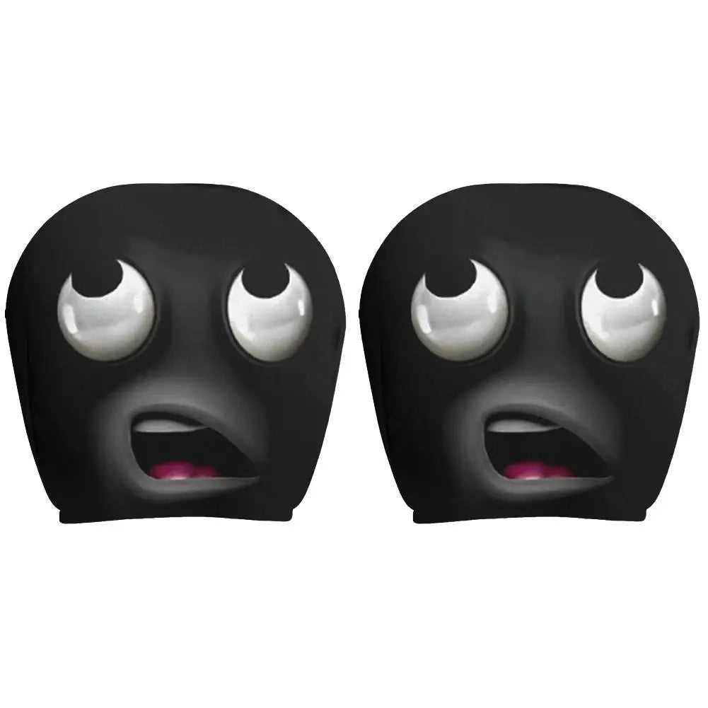 1 Pair Universal Funny Car Headrest Cover Decor Big-eyed Cartoon Print Interior