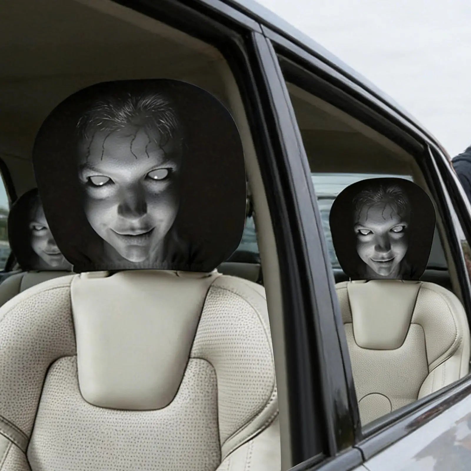 Car Headrest Cover Funny Auto Interior Supplies Head Rest Protector Vehicle