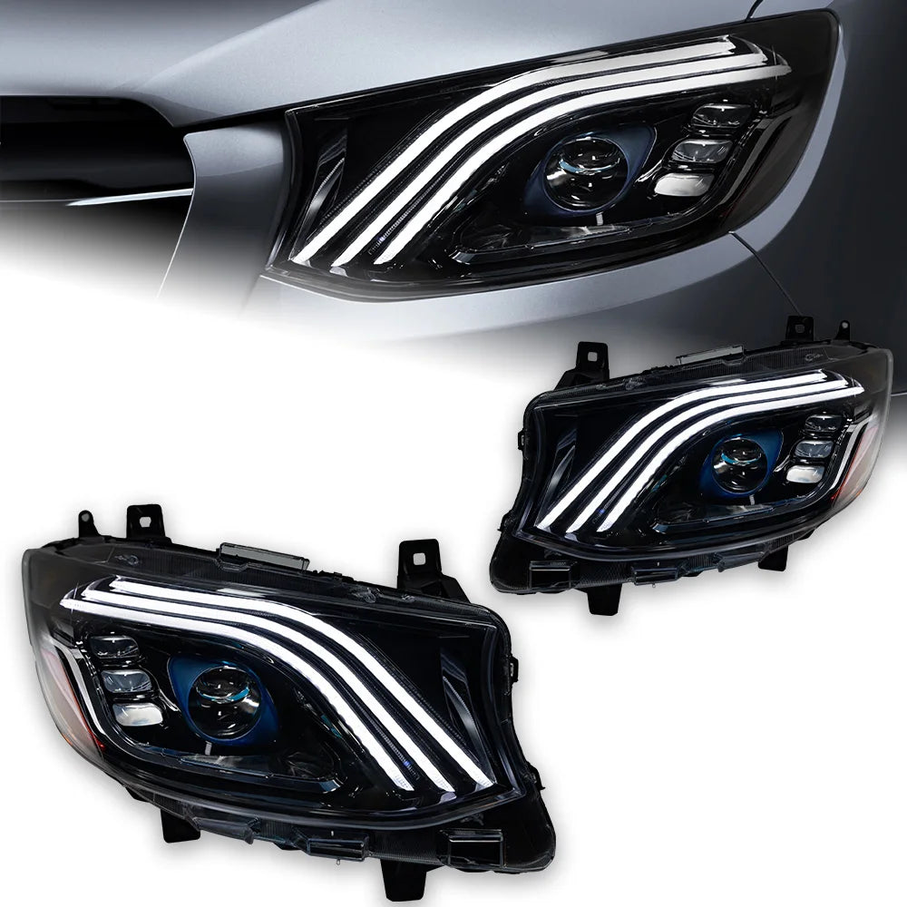 AKD Car Lights for Benz Sprinter Headlight Projector Lens 2018-2025 front Maybach Style Head Lamp DRL Automotive Accessories