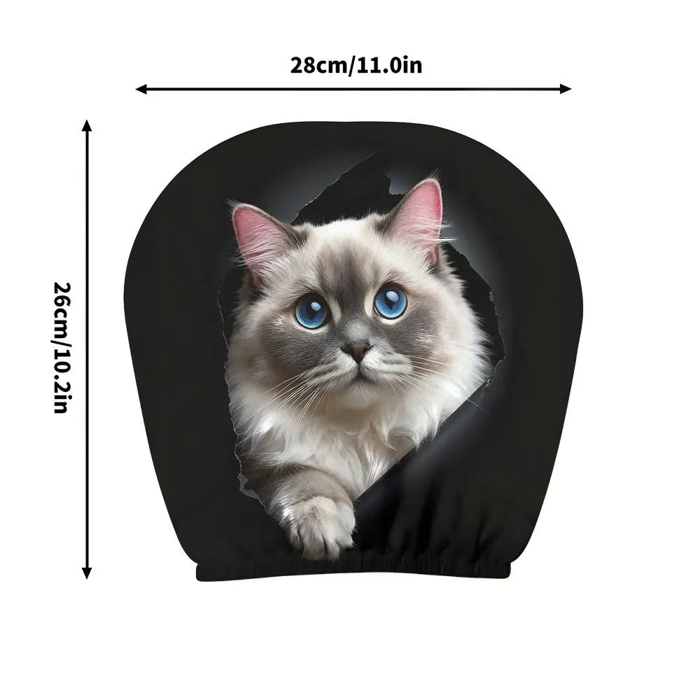 Cute Ragdoll Cat Covers 2 pcs Print Headrest Interior Protector Auto Vehicle