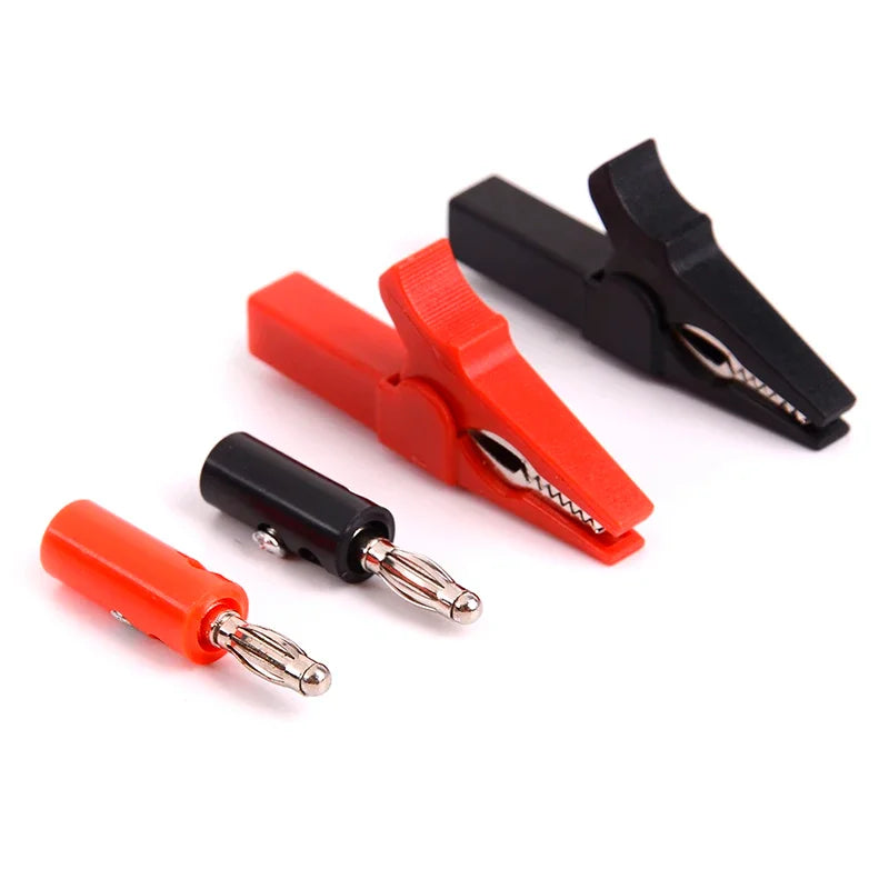 4Pcs/Set 55mm Alligator Clip with Banana Plug 4mm Test Probe Cable Clips Red & Premium Automotive Accessory