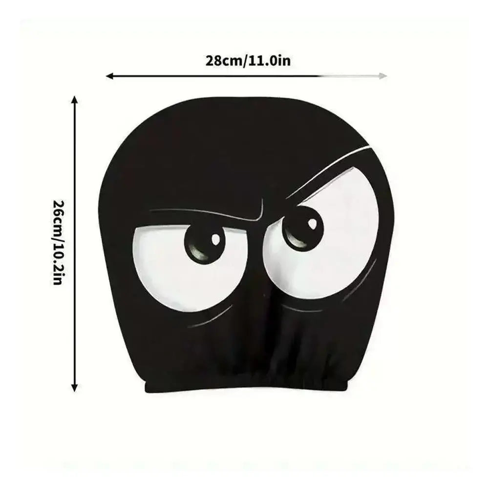 1 Pair Universal Funny Car Headrest Cover Decor Big-eyed Cartoon Print Interior