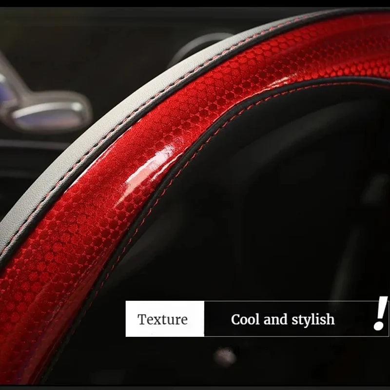 Three-dimensional Honeycomb Steering Wheel Cover Durable Leather Cover