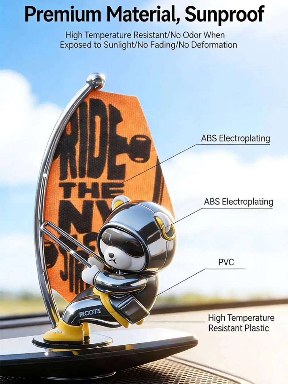 Car Dashboard Ornament Automatic Swing Surfing Bear Center Console Creative Auto Premium Automotive Accessory