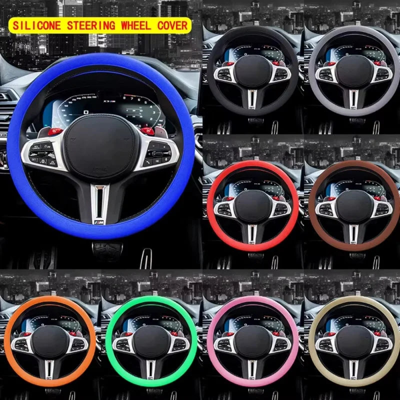 Silicone Car Steering Wheel Cover Elastic Protetive Cover Multi Color Auto