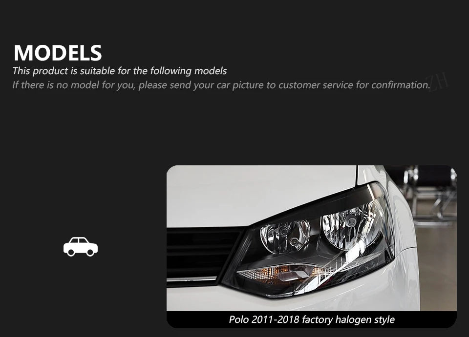 AKD LED Car Lights for VW Polo Headlight  2011-2017 Volkswagen Vento LED Projector Lens Head Lamp DRL Hid Head Lamp Bi Xenon Beam Accessories