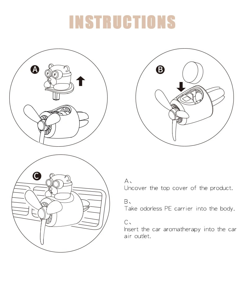Odorless DIY perfume ornament airplane pilot bear car air freshener decoration