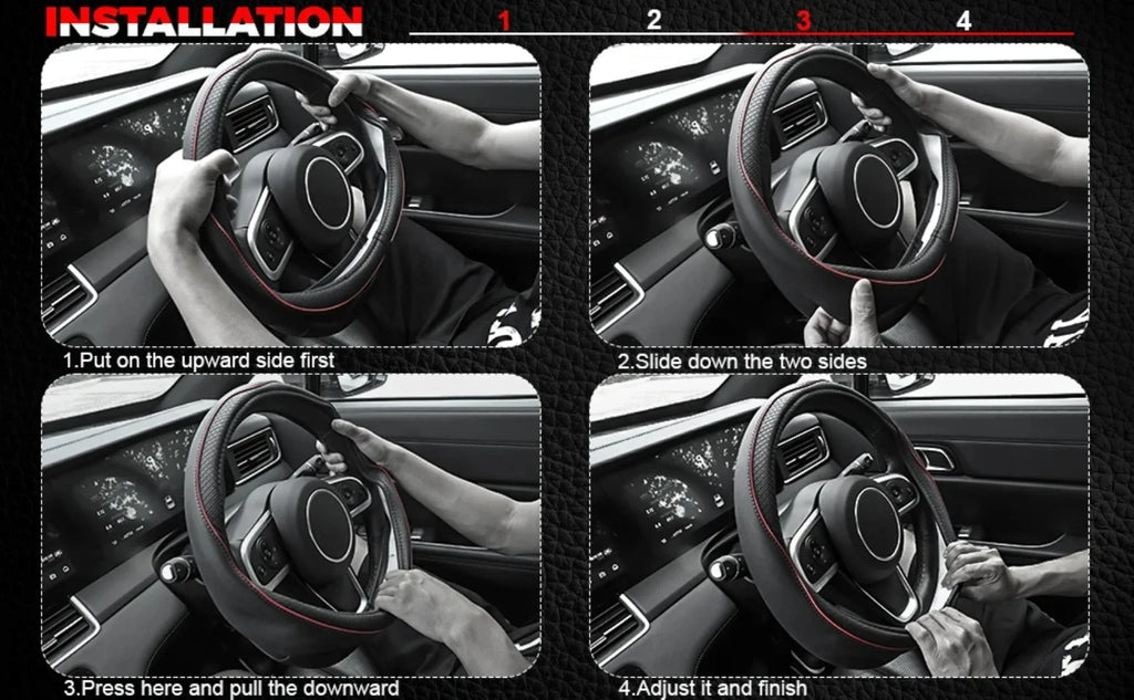 Car Steering Wheel Cover, Anti-Slip, Safety, Soft, Breathable, Heavy Duty