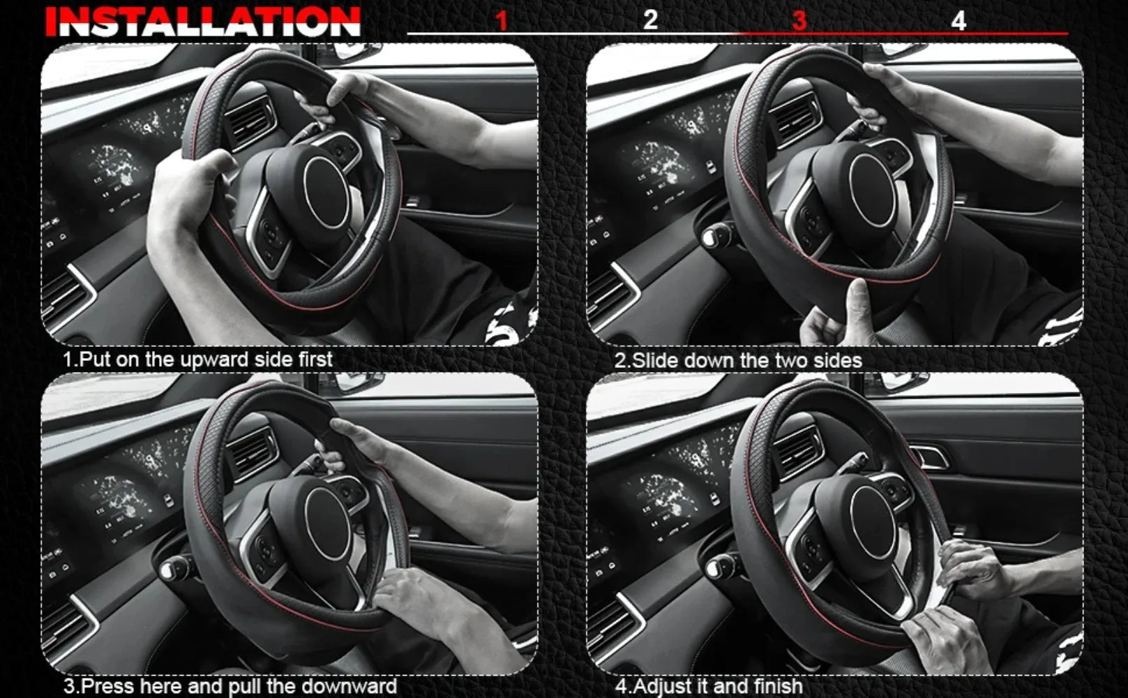Car Steering Wheel Cover, Anti-Slip, Safety, Soft, Breathable, Heavy Duty