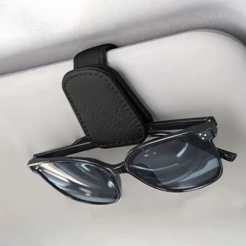 Car Sun Visor Glasses Case Holder Sunglasses Clip Ticket Card Multifunction
